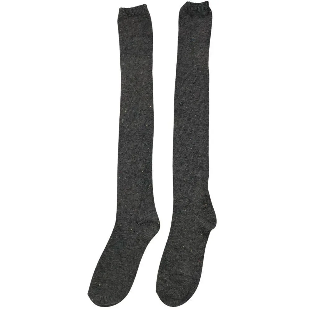 Vintage Grey/Brown Speckled Over The Knee Socks One Size‎